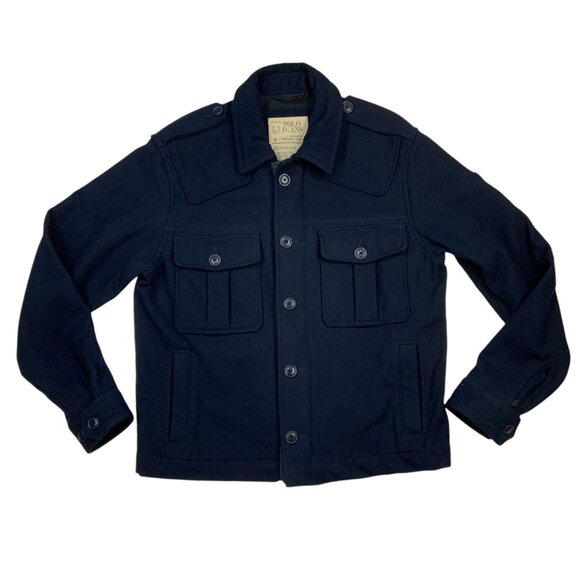 Polo 67 Jeans Ralph Lauren Mens Retro Special Military Wool Jacket M Blue Fall - Picture 12 of 12